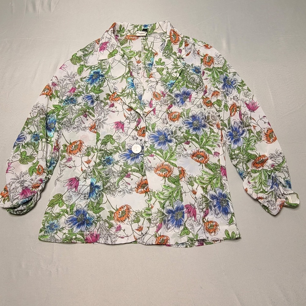 Windsor‎ Boss Moves Floral Blazer Small Scrunched 3/4 Sleeve Cottagecore Garden